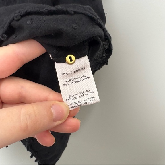 Ulla Johnson Lace and Embroidered Black Cotton Top with Lace Detail - Picture 6 of 9